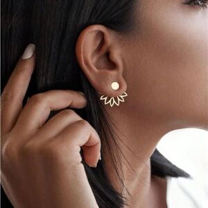 Gold lotus stud earrings S391